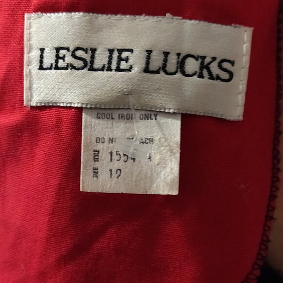 Vintage 1980's Leslie Lucks Floral Midi Navy Blue Dress SIZE 12 - Picture 2 of 9